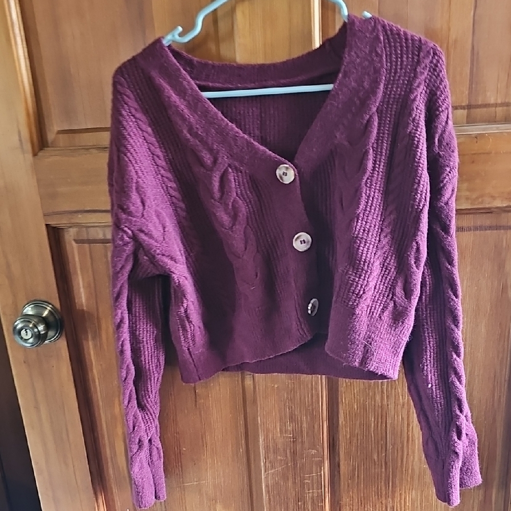 Women's Purple Cable Knit Sweater